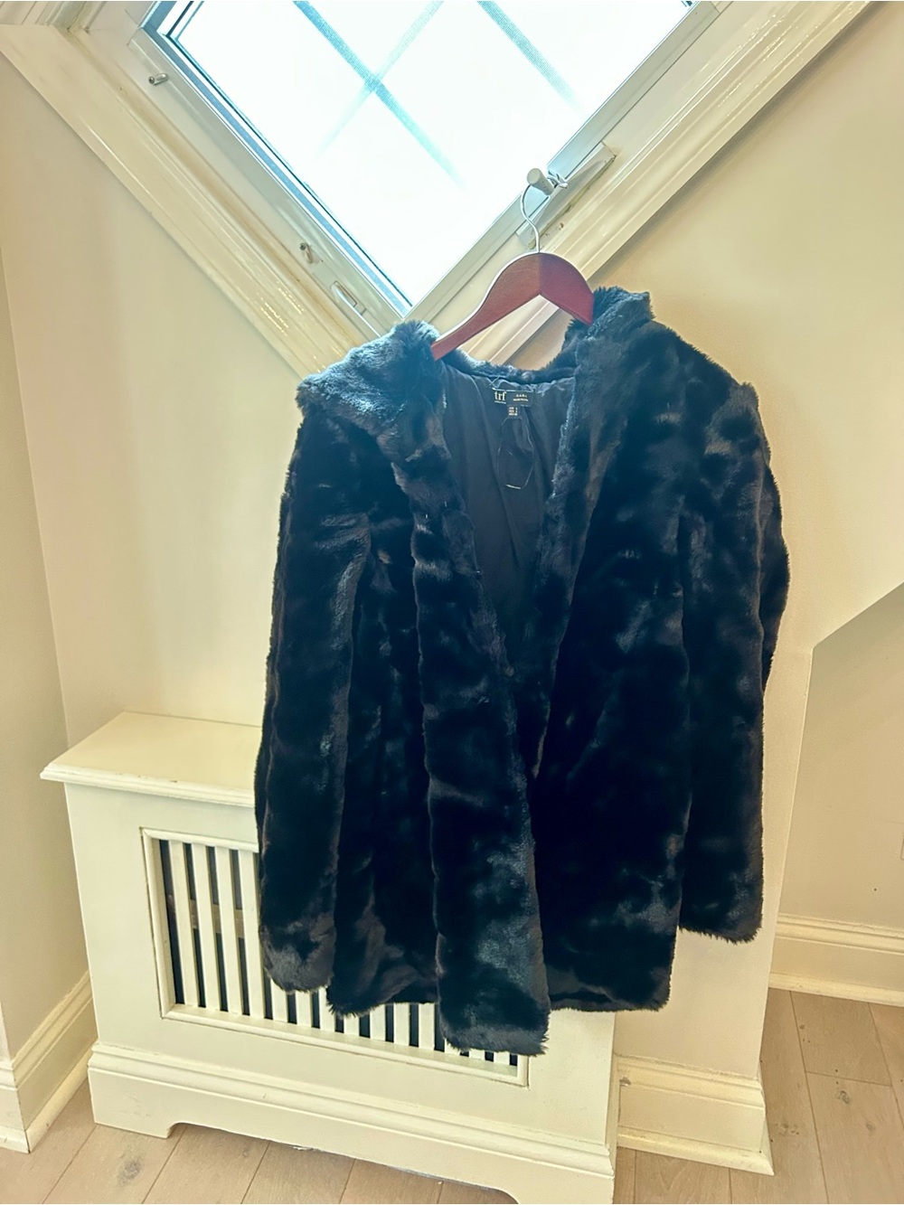 Zara TRF Faux Fur Hooded Coat NWOT
